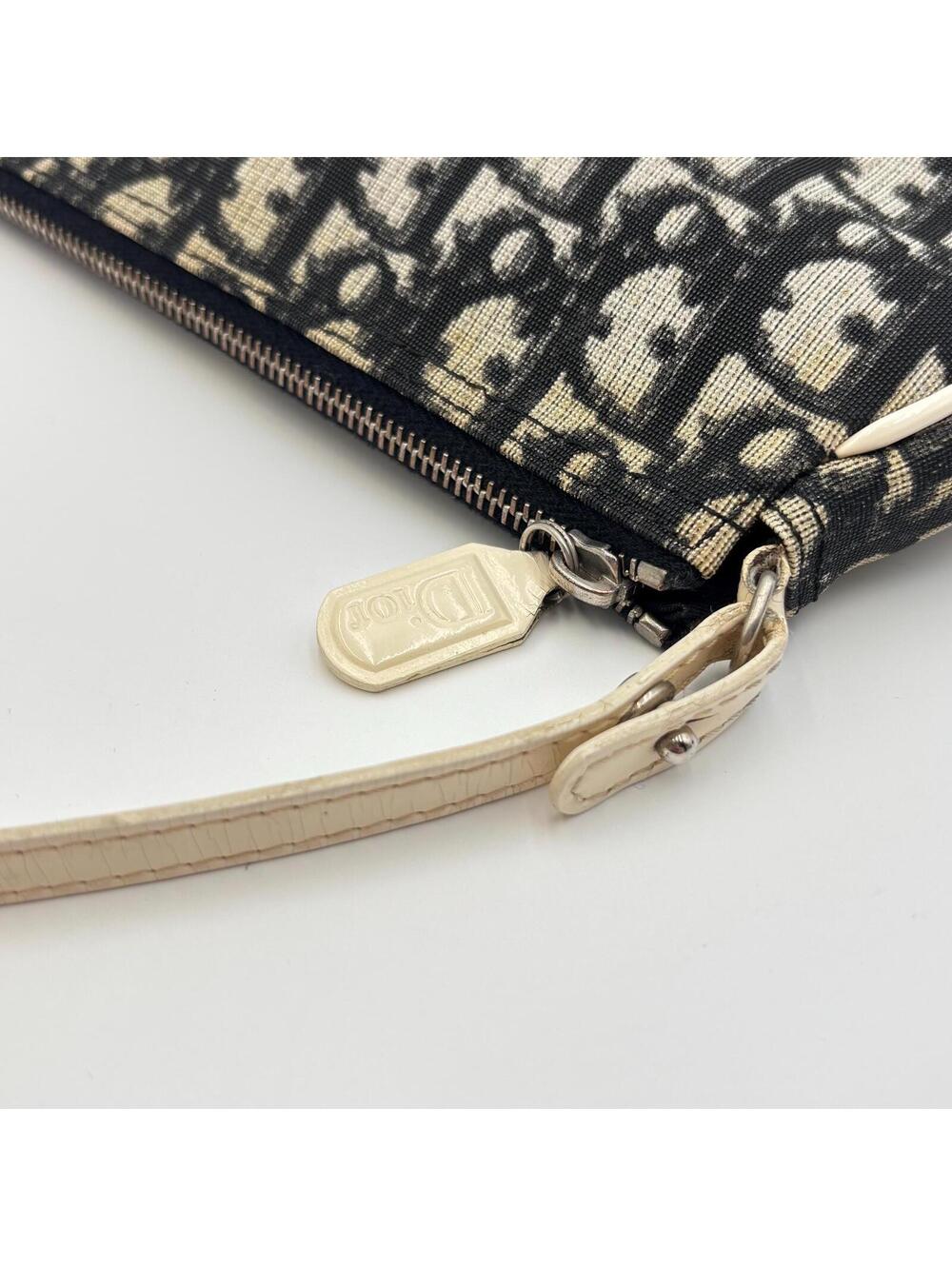 Christian Dior Trotter Saddle Pochette Shoulder Bag Navy Beige - Picture 7 of 10